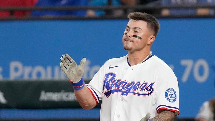 Aug 31, 2026; Arlington, Texas, USA; Texas Rangers third baseman Cody Freeman (39) reacts at first base after hitting an RBI single against the Athletics during the second inning at Globe Life Field. Mandatory Credit: Raymond Carlin III-Imagn Images Aug 31, 2026; Arlington, Texas, USA; Texas Rangers third baseman Cody Freeman (39) reacts at first base after hitting an RBI single against the Athletics during the second inning at Globe Life Field. Mandatory Credit: Raymond Carlin III-Imagn Images