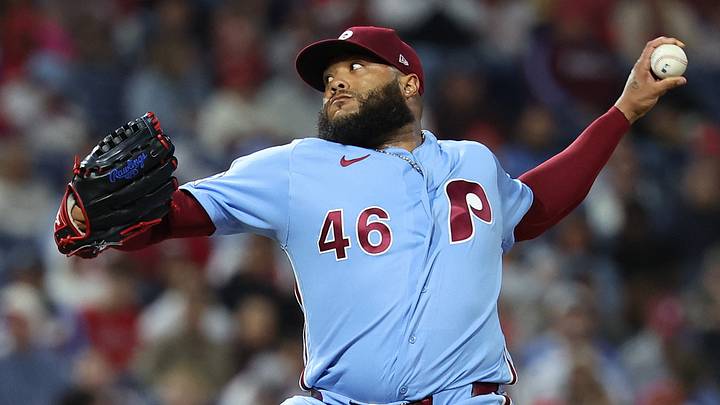 Sep 24, 2026; Philadelphia, Pennsylvania, USA; Philadelphia Phillies pitcher Jose Alvarado (46) throws a pitch during the eighth inning against the Milwaukee Brewers at Citizens Bank Park. Mandatory Credit: Bill Streicher-Imagn Images Sep 24, 2026; Philadelphia, Pennsylvania, USA; Philadelphia Phillies pitcher Jose Alvarado (46) throws a pitch during the eighth inning against the Milwaukee Brewers at Citizens Bank Park. Mandatory Credit: Bill Streicher-Imagn Images