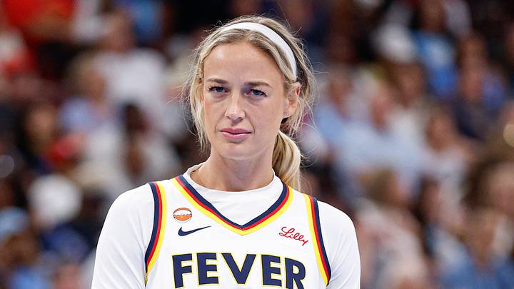 Indiana Fever guard Sophie Cunningham (8) looks on during a WNBA game. Indiana Fever guard Sophie Cunningham (8) looks on during a WNBA game.