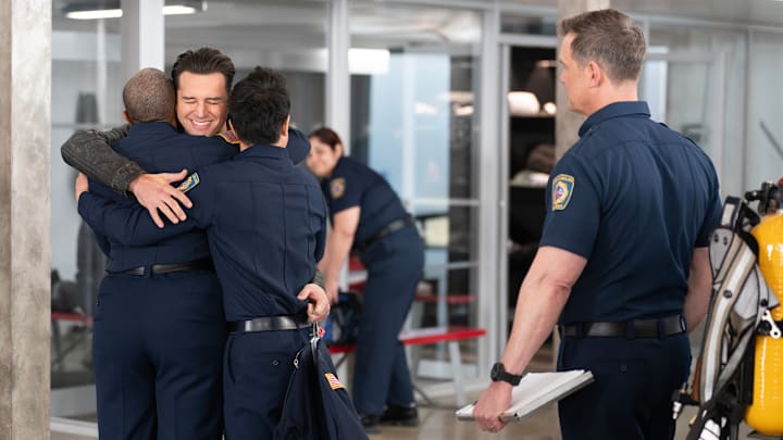 9-1-1 - ÒSob StoriesÓ - The 118 responds to a fire at a local animal shelter and races to evacuate all the animals. Meanwhile, Maddie takes a 9-1-1 call that sets her on a quest for answers. THURSDAY, MARCH 6 (8:00-9:00 p.m. EST), on ABC. (Disney/Christopher Willard)
RYAN GUZMAN, PETER KRAUSE