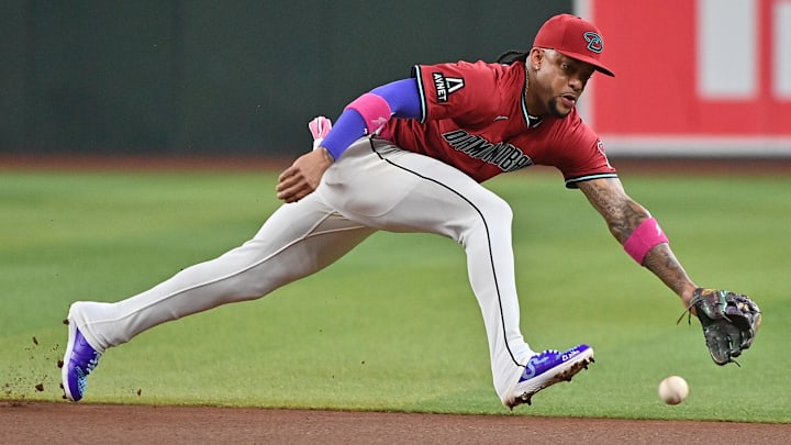 Arizona Diamondbacks second baseman Ketel Marte fields a ball against the San Francisco Giants on July 1 at Chase Field.