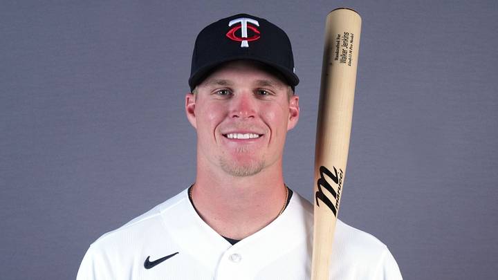 Feb 19, 2026; Lee County, FL, USA; Minnesota Twins center fielder Walker Jenkins (75) poses during photo day at Hammond Stadium. Mandatory Credit: Jim Rassol-Imagn Images Feb 19, 2026; Lee County, FL, USA; Minnesota Twins center fielder Walker Jenkins (75) poses during photo day at Hammond Stadium. Mandatory Credit: Jim Rassol-Imagn Images
