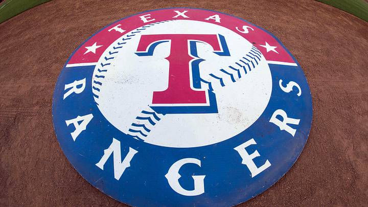 Jul 31, 2015; Arlington, TX, USA; A view the Texas Rangers logo and on deck circle before the game between the Texas Rangers and the San Francisco Giants at Globe Life Park in Arlington. The Rangers defeated the Giants 6-3. Mandatory Credit: Jerome Miron-Imagn Images