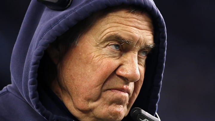 New England Patriots head coach Bill Belichick looks on during the second half at Gillette Stadium. New England Patriots head coach Bill Belichick looks on during the second half at Gillette Stadium.