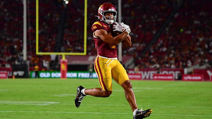 USC wide receiver Makai Lemon (6) runs for a touchdown against the Michigan State Spartans
