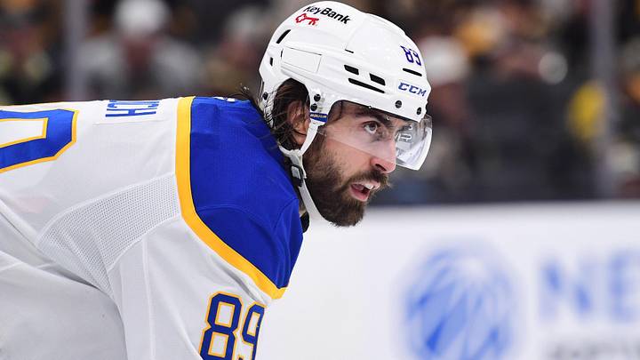 Apr 26, 2026; Boston, Massachusetts, USA; Buffalo Sabres right wing Alex Tuch (89) gets set for a face-off during the third period in game four of the first round of the 2026 Stanley Cup Playoffs against the Boston Bruins at TD Garden. Mandatory Credit: Bob DeChiara-Imagn Images Apr 26, 2026; Boston, Massachusetts, USA; Buffalo Sabres right wing Alex Tuch (89) gets set for a face-off during the third period in game four of the first round of the 2026 Stanley Cup Playoffs against the Boston Bruins at TD Garden. Mandatory Credit: Bob DeChiara-Imagn Images