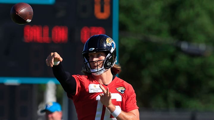 Jacksonville Jaguars quarterback Trevor Lawrence (16) passes the ball during the second mandatory minicamp at Miller Electric Center Wednesday, June 11, 2025 in Jacksonville, Fla. Jacksonville Jaguars quarterback Trevor Lawrence (16) passes the ball during the second mandatory minicamp at Miller Electric Center Wednesday, June 11, 2025 in Jacksonville, Fla.