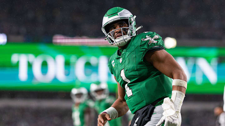 Nov 26, 2023; Philadelphia, Pennsylvania, USA; Philadelphia Eagles quarterback Jalen Hurts (1)