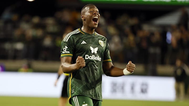 Feb 24, 2024; Portland, Oregon, USA; Portland Timbers defender Kamal Miller (4) celebrates the