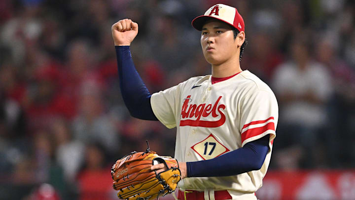 Sep 29, 2022; Anaheim, California, USA; Los Angeles Angels starting pitcher Shohei Ohtani (17)