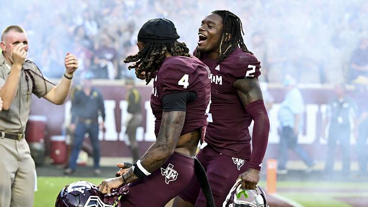 Texas A&M Aggies cornerback Will Lee III and cornerback Dezz Ricks react after the game against the Auburn Tigers at Kyle Field. Texas A&M Aggies cornerback Will Lee III and cornerback Dezz Ricks react after the game against the Auburn Tigers at Kyle Field.