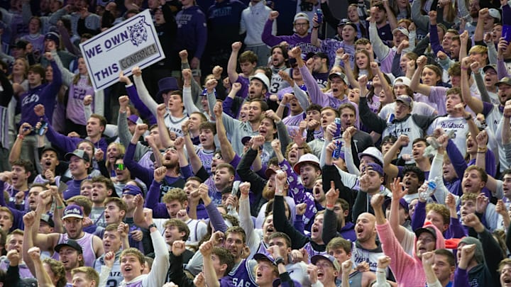 Kansas State fans get hyped during Tuesday's Sunflower Showdown against Kansas inside Bramlage Coliseum.