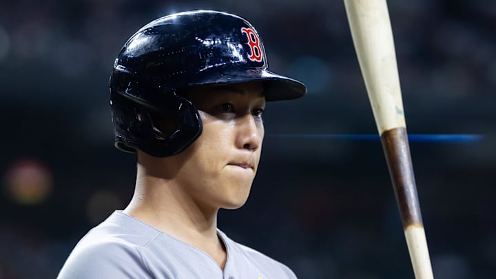 Sep 7, 2025; Phoenix, Arizona, USA; Boston Red Sox outfielder Masataka Yoshida against the Arizona Diamondbacks at Chase Field. Mandatory Credit: Mark J. Rebilas-Imagn Images Sep 7, 2025; Phoenix, Arizona, USA; Boston Red Sox outfielder Masataka Yoshida against the Arizona Diamondbacks at Chase Field. Mandatory Credit: Mark J. Rebilas-Imagn Images