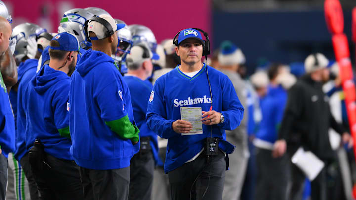 Oct 10, 2024; Seattle, Washington, USA; Seattle Seahawks head coach Mike McDonald during the second half against the San Francisco 49ers at Lumen Field. Mandatory Credit: Steven Bisig-Imagn Images Oct 10, 2024; Seattle, Washington, USA; Seattle Seahawks head coach Mike McDonald during the second half against the San Francisco 49ers at Lumen Field. Mandatory Credit: Steven Bisig-Imagn Images