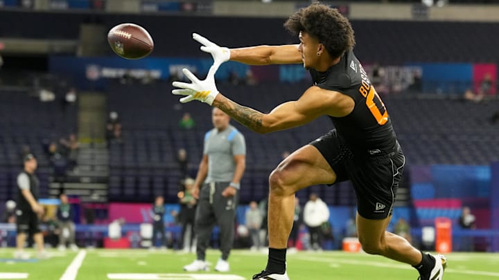 UW wideout Denzel Boston show off his skills at the NFL Scouting Combine. 