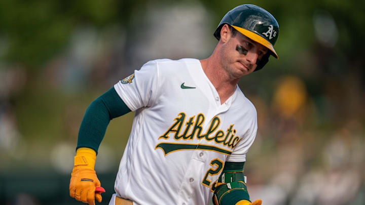 Apr 5, 2026; West Sacramento, California, USA; Athletics right fielder Brent Rooker (25) rounds the bases after hitting a three run home run to win the game against the Houston Astros during the tenth inning at Sutter Health Park. Mandatory Credit: Neville E. Guard-Imagn Images Apr 5, 2026; West Sacramento, California, USA; Athletics right fielder Brent Rooker (25) rounds the bases after hitting a three run home run to win the game against the Houston Astros during the tenth inning at Sutter Health Park. Mandatory Credit: Neville E. Guard-Imagn Images