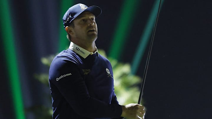 Bryson DeChambeau tees off in the first round  at LIV Golf Riyadh.