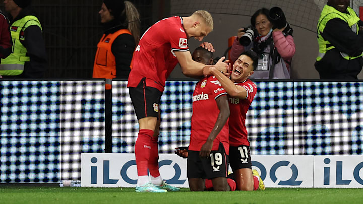Bayer Leverkusen bejubelt den Sieg gegen Union Berlin