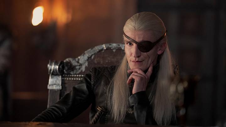 Ewan Mitchell as Aemond Targaryen in House of the Dragon season 2 episode 4 Ewan Mitchell as Aemond Targaryen in House of the Dragon season 2 episode 4