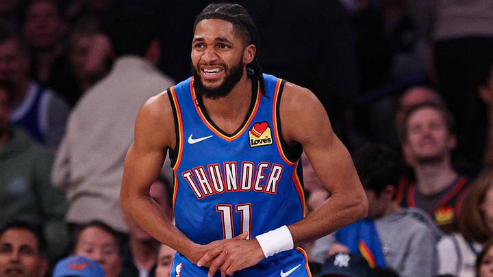 Mar 4, 2026; New York, New York, USA; Oklahoma City Thunder guard Isaiah Joe (11) reacts during the second half against the New York Knicks at Madison Square Garden. Mandatory Credit: Vincent Carchietta-Imagn Images Mar 4, 2026; New York, New York, USA; Oklahoma City Thunder guard Isaiah Joe (11) reacts during the second half against the New York Knicks at Madison Square Garden. Mandatory Credit: Vincent Carchietta-Imagn Images