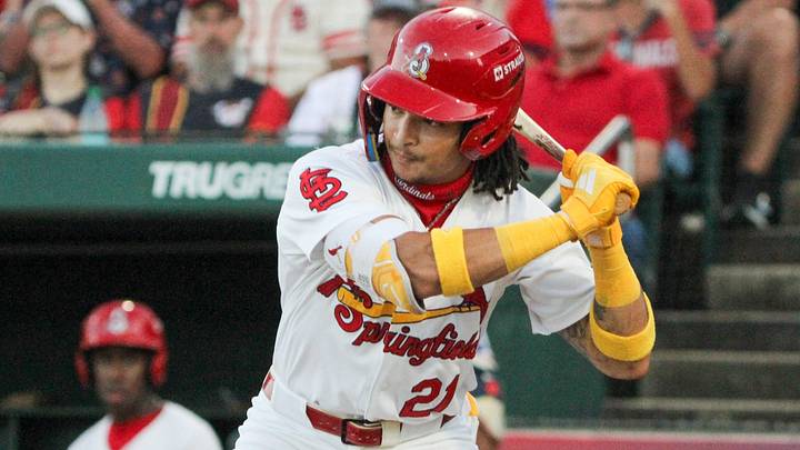 Springfield Cardinals' Tai Peete takes an at-bat against the Amarillo Sod Poodles in Game 2 of the Texas League Championship Series in Springfield, Missouri, on Tuesday, Sept. 22. Springfield Cardinals' Tai Peete takes an at-bat against the Amarillo Sod Poodles in Game 2 of the Texas League Championship Series in Springfield, Missouri, on Tuesday, Sept. 22.