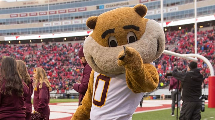 Nov 24, 2018; Madison, WI, USA; Minnesota Golden Gophers mascot Goldy Gopher prior to the game against the Wisconsin Badgers at Camp Randall Stadium. Mandatory Credit: Jeff Hanisch-Imagn Images Nov 24, 2018; Madison, WI, USA; Minnesota Golden Gophers mascot Goldy Gopher prior to the game against the Wisconsin Badgers at Camp Randall Stadium. Mandatory Credit: Jeff Hanisch-Imagn Images