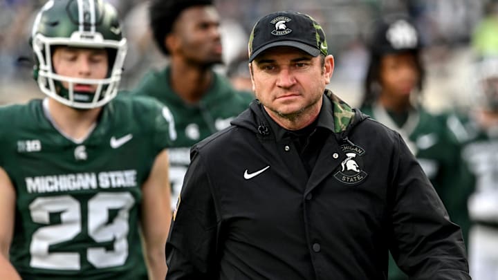 Michigan State's head coach Jonathan Smith walks to the tunnel before the football game against Penn State during the first quarter on Saturday, Nov. 15, 2025, at Spartan Stadium in East Lansing.