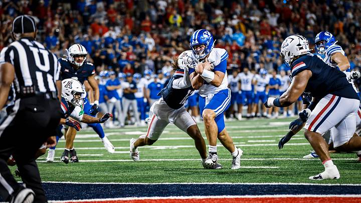 BYU QB Bear Bachmeier scores a touchdown in overtime against Arizona BYU QB Bear Bachmeier scores a touchdown in overtime against Arizona