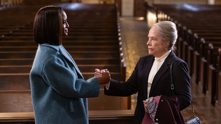 Matlock - “Harm Reduction” – Pictured (L-R): Skye P. Marshall as “Olympia Lawrence” and Kathy Bates as “Madeline Matlock” Matlock - “Harm Reduction” – Pictured (L-R): Skye P. Marshall as “Olympia Lawrence” and Kathy Bates as “Madeline Matlock”