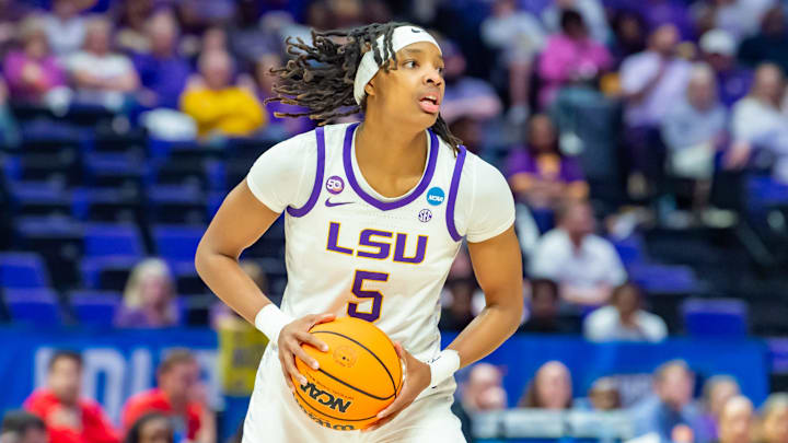 Sa'Myah Smith 5, LSU Tigers take on San Diego State in the first round of the NCAA Womens Basketball Tournament in Baton Rouge, LA. March 22, 2025.
