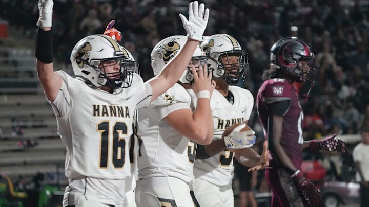 T.L. Hanna High reacts after a touchdown during the second quarter at Westside Stadium in Anderson, S.C. Friday, September 5, 2025.