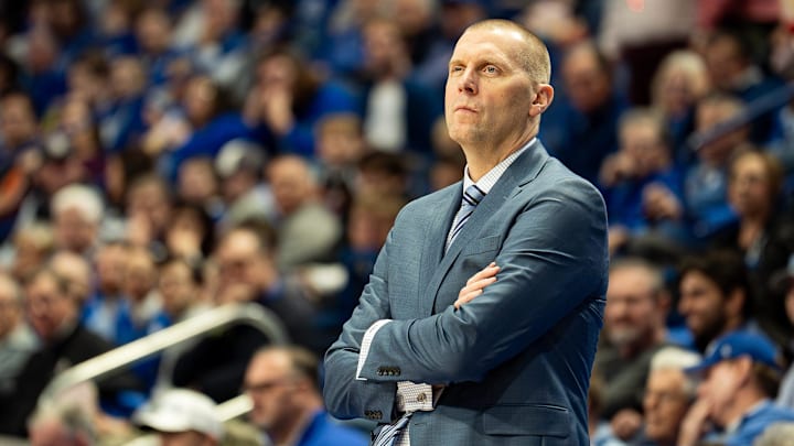 Kentucky head coach Mark Pope looks on as his Wildcats squad face the Bellarmine Knights at Rupp Arena in Lexington, Kentucky on Dec. 23, 2025.