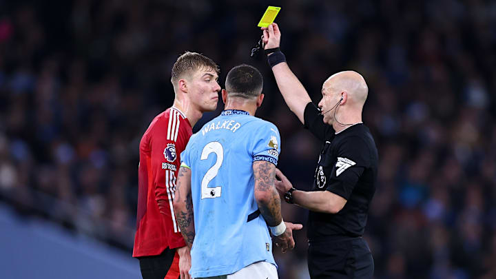 Rasmus Hojlund and Kyle Walker were booked following a confrontation