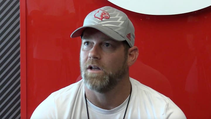 Screenshot of Louisville OC Brian Brohm in Louisville, Ky. on Aug. 19, 2024.