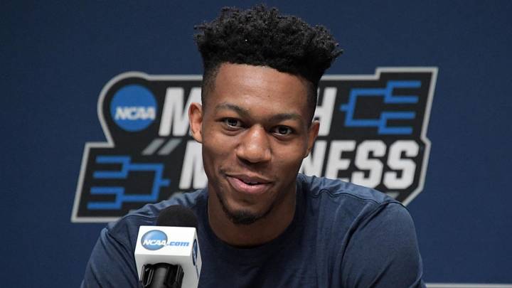 Mar 20, 2019; Salt Lake City, UT, USA; Syracuse Orange guard Tyus Battle during a press conference  before the first round of the 2019 NCAA Tournament at Vivint Smart Home Arena. Mandatory Credit: Kirby Lee-Imagn Images