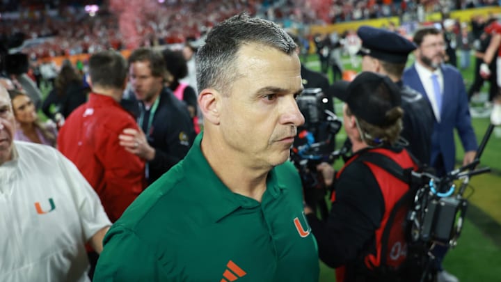 Jan 19, 2026; Miami Gardens, FL, USA; Miami Hurricanes head coach Mario Cristobal reacts after the College Football Playoff National Championship game at Hard Rock Stadium. Mandatory Credit: Mark J. Rebilas-Imagn Images Jan 19, 2026; Miami Gardens, FL, USA; Miami Hurricanes head coach Mario Cristobal reacts after the College Football Playoff National Championship game at Hard Rock Stadium. Mandatory Credit: Mark J. Rebilas-Imagn Images