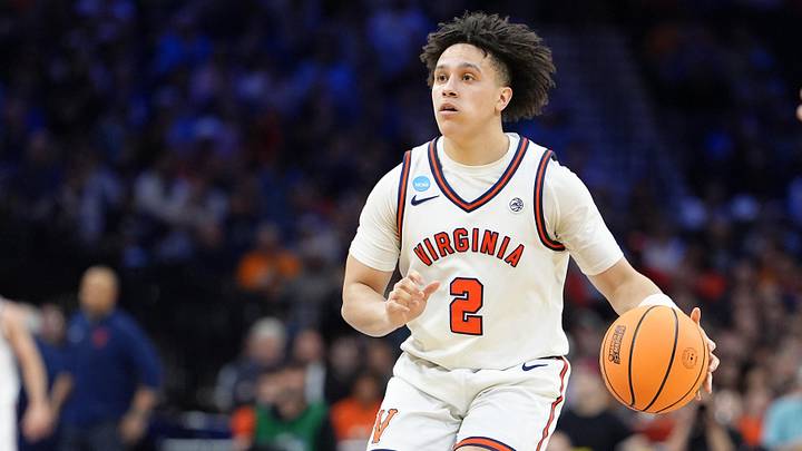 Mar 22, 2026; Philadelphia, PA, USA; Virginia Cavaliers guard Chance Mallory (2) dribbles the ball against the Tennessee Volunteers in the first half during a second round game of the men's 2026 NCAA Tournament at Xfinity Mobile Arena. Mandatory Credit: Kyle Ross-Imagn Images