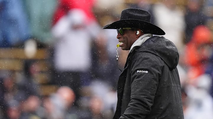 Apr 27, 2024; Boulder, CO, USA; Colorado Buffaloes head coach Deion Sanders during a spring game event at Folsom Field.