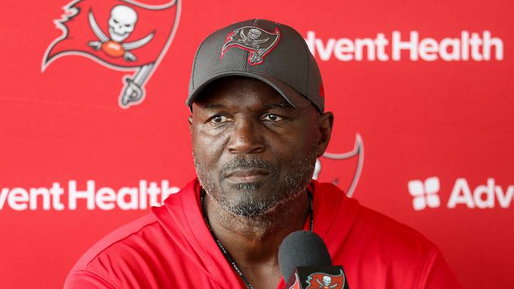 Tampa Bay Buccaneers head coach Todd Bowles talks to media after training camp at AdventHealth Training Center. Tampa Bay Buccaneers head coach Todd Bowles talks to media after training camp at AdventHealth Training Center.