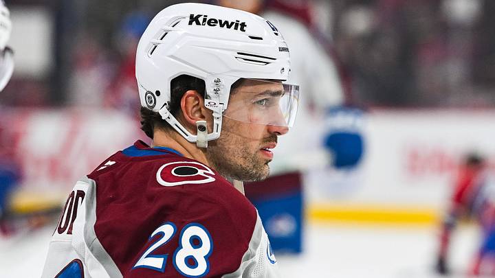 Mar 22, 2025; Montreal, Quebec, CAN; Colorado Avalanche left wing Miles Wood (28) looks on in warm-up before the game against the Montreal Canadiens at Bell Centre. Mandatory Credit: David Kirouac-Imagn Images Mar 22, 2025; Montreal, Quebec, CAN; Colorado Avalanche left wing Miles Wood (28) looks on in warm-up before the game against the Montreal Canadiens at Bell Centre. Mandatory Credit: David Kirouac-Imagn Images