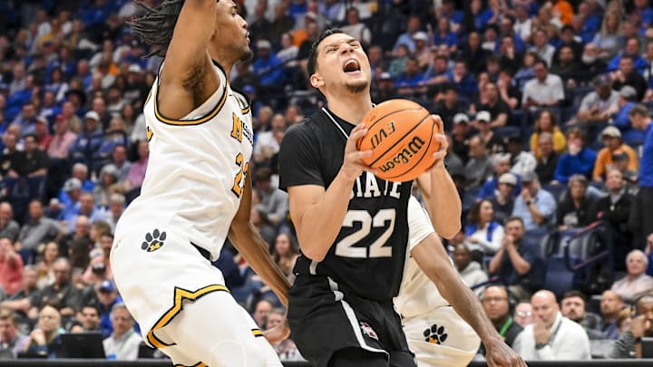 Mar 13, 2025; Nashville, TN, USA; Mississippi State Bulldogs forward RJ Melendez (22) is fouled by Missouri Tigers guard Aidan Shaw (23) during the second half at Bridgestone Arena. Mandatory Credit: Steve Roberts-Imagn Images Mar 13, 2025; Nashville, TN, USA; Mississippi State Bulldogs forward RJ Melendez (22) is fouled by Missouri Tigers guard Aidan Shaw (23) during the second half at Bridgestone Arena. Mandatory Credit: Steve Roberts-Imagn Images