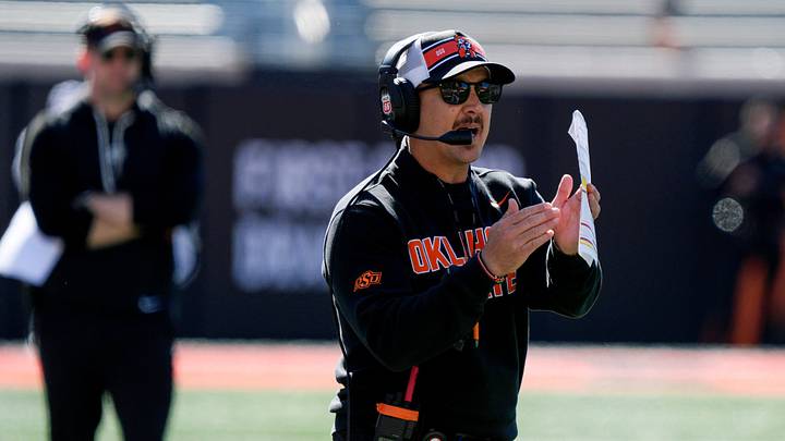 Oklahoma State football coach Eric Morris. Oklahoma State football coach Eric Morris.