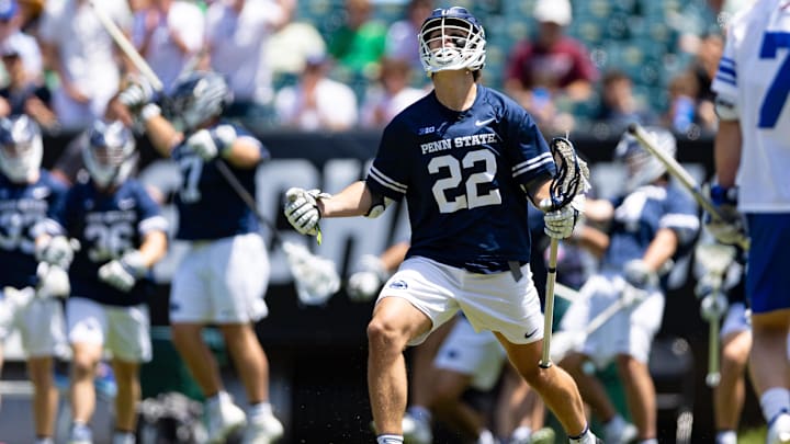 Penn State midfielder Matt Traynor, pictured in the 2023 NCAA men's lacrosse tournament, led the Nittany Lions back to the semifinals with a win over Notre Dame.