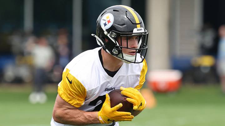 Jun 9, 2026; Pittsburgh, PA, USA;  Pittsburgh Steelers running back Eli Heidenreich (29) participates in drills during Minicamp at UPMC Rooney Sports Complex. Mandatory Credit: Charles LeClaire-Imagn Images