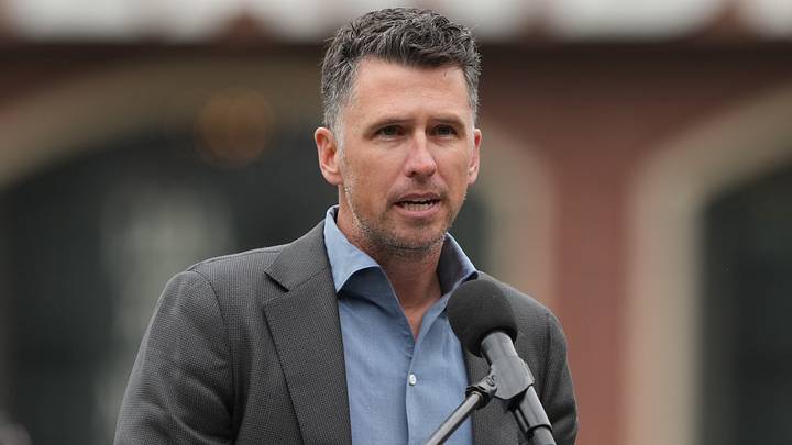 San Francisco Giants president of baseball operations Buster Posey speaks before the game. Credit: Darren Yamashita-Imagn Images San Francisco Giants president of baseball operations Buster Posey speaks before the game. Credit: Darren Yamashita-Imagn Images