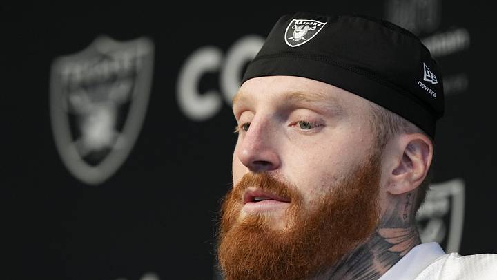 Las Vegas Raiders defensive end Maxx Crosby speaks during a news conference during organized team activities. Las Vegas Raiders defensive end Maxx Crosby speaks during a news conference during organized team activities.