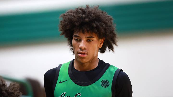 Jan 2, 2026; Mesa, AZ, USA; Arizona Compass Prep forward DeMarcus Henry (15) against Spire Institute (OH) during the HoopHall West Tournament at Skyline High School. Mandatory Credit: Mark J. Rebilas-Imagn Images
