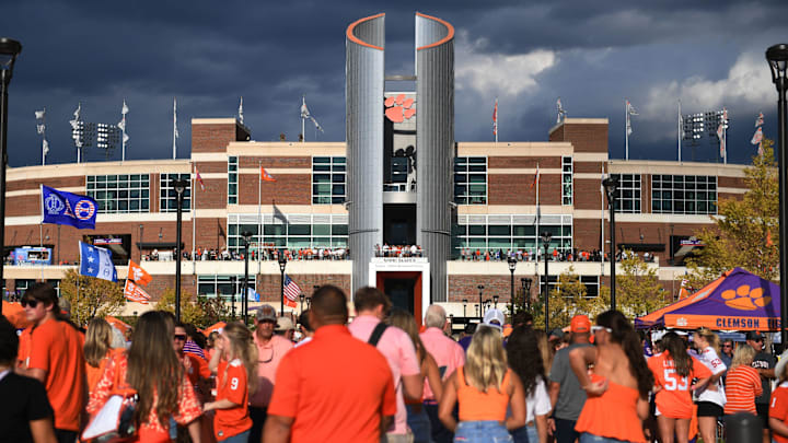 Thousands of fans gather outside of Memorial Stadium to tailgate before Clemson's home opener against Appalachian State on Saturday, Sept. 7, 2024.
