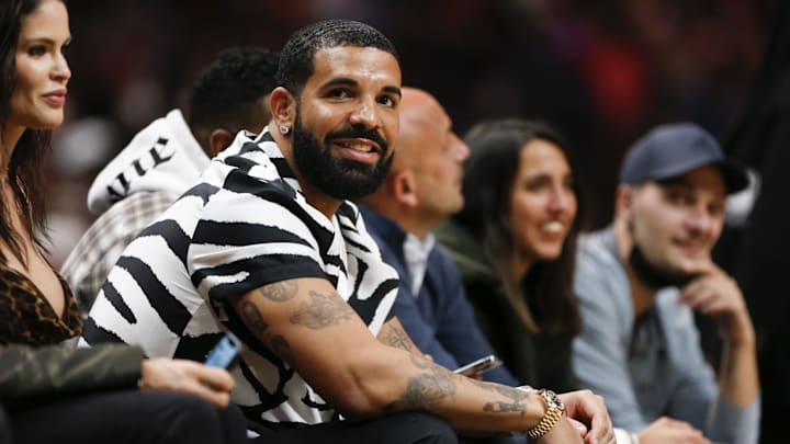 Jan 14, 2022: Drake attends the game between the Miami Heat and the Atlanta Hawks Jan 14, 2022: Drake attends the game between the Miami Heat and the Atlanta Hawks