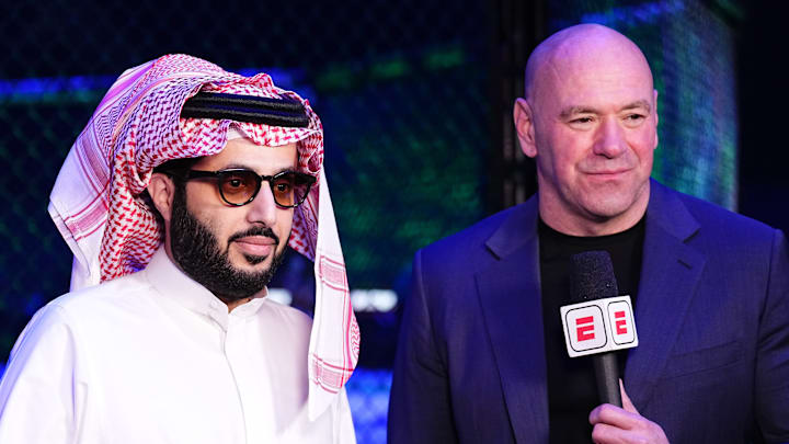 Alalshikh, left, and White at UFC Fight Night in June 2024.